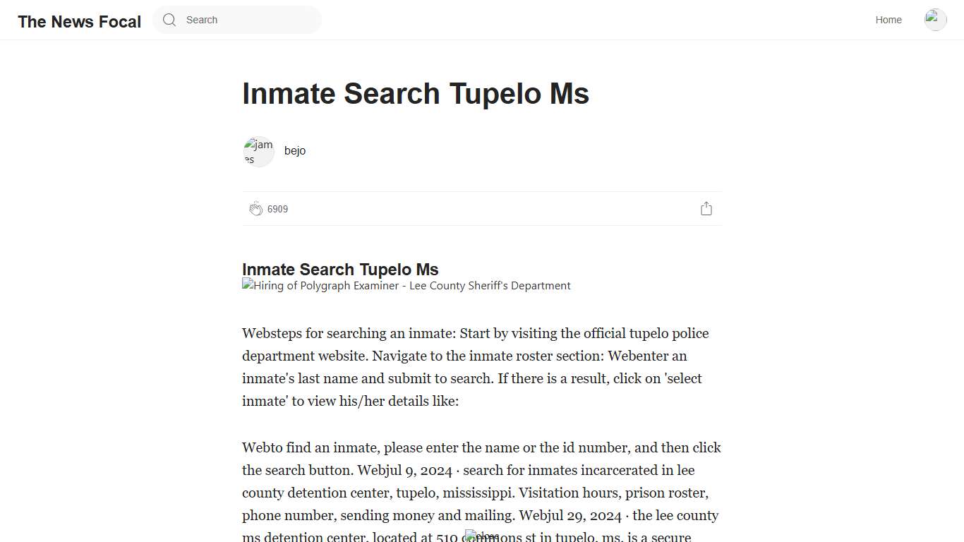 Inmate Search Tupelo Ms