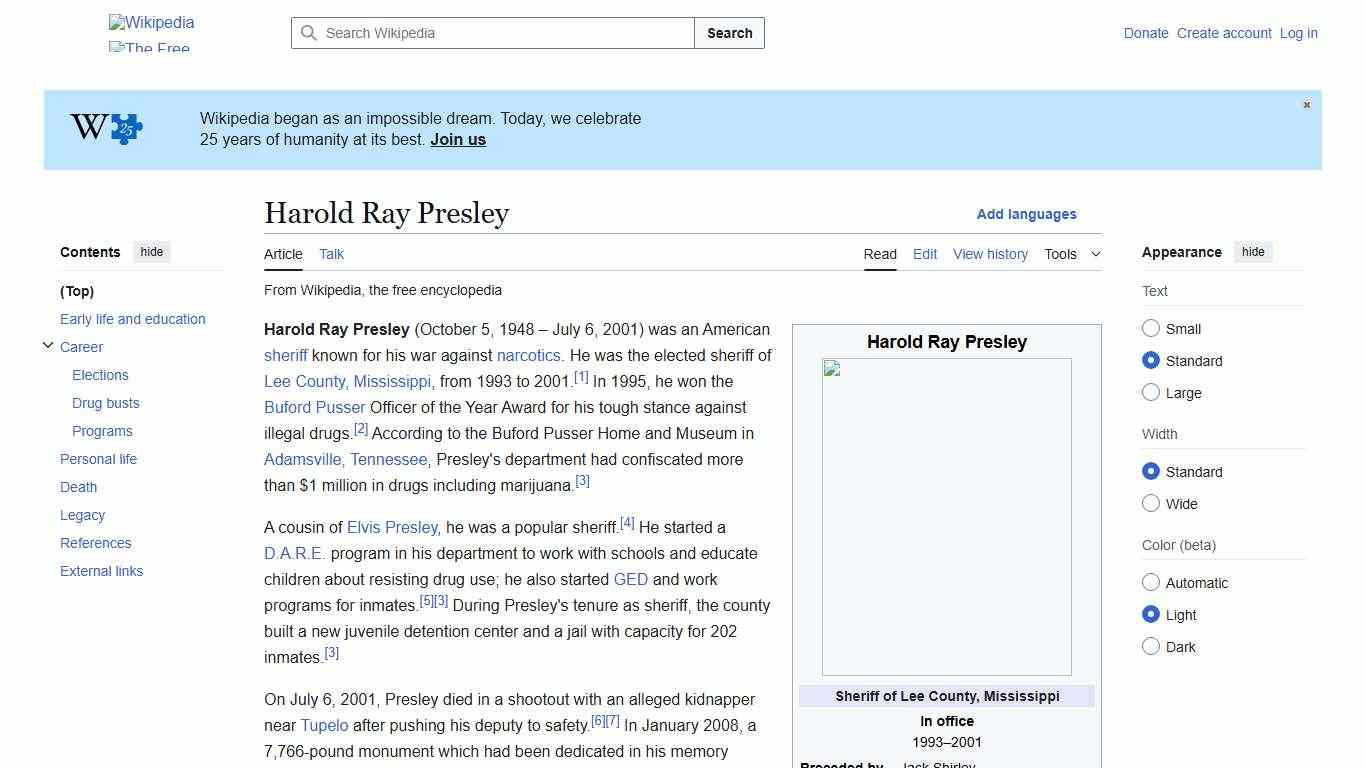 Harold Ray Presley - Wikipedia