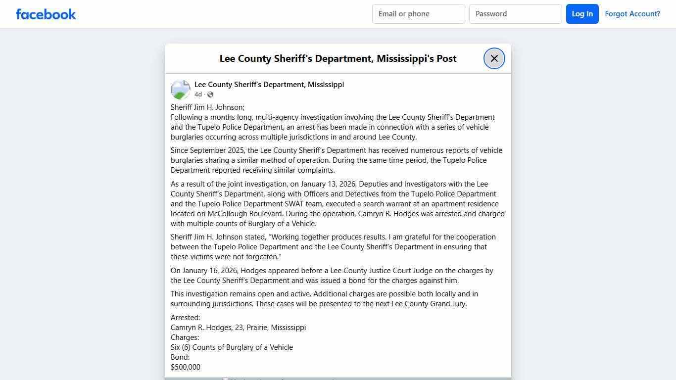 Sheriff Jim... - Lee County Sheriff's Department, Mississippi | Facebook